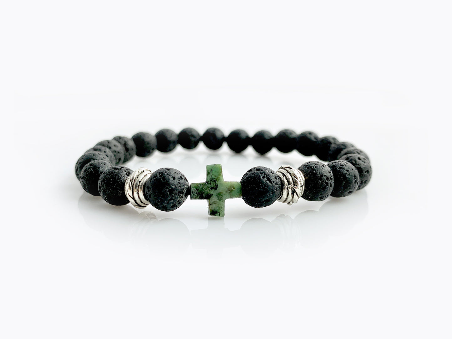 PULSERA PARA CABALLERO DE PIEDRA VOLCÁNICA.