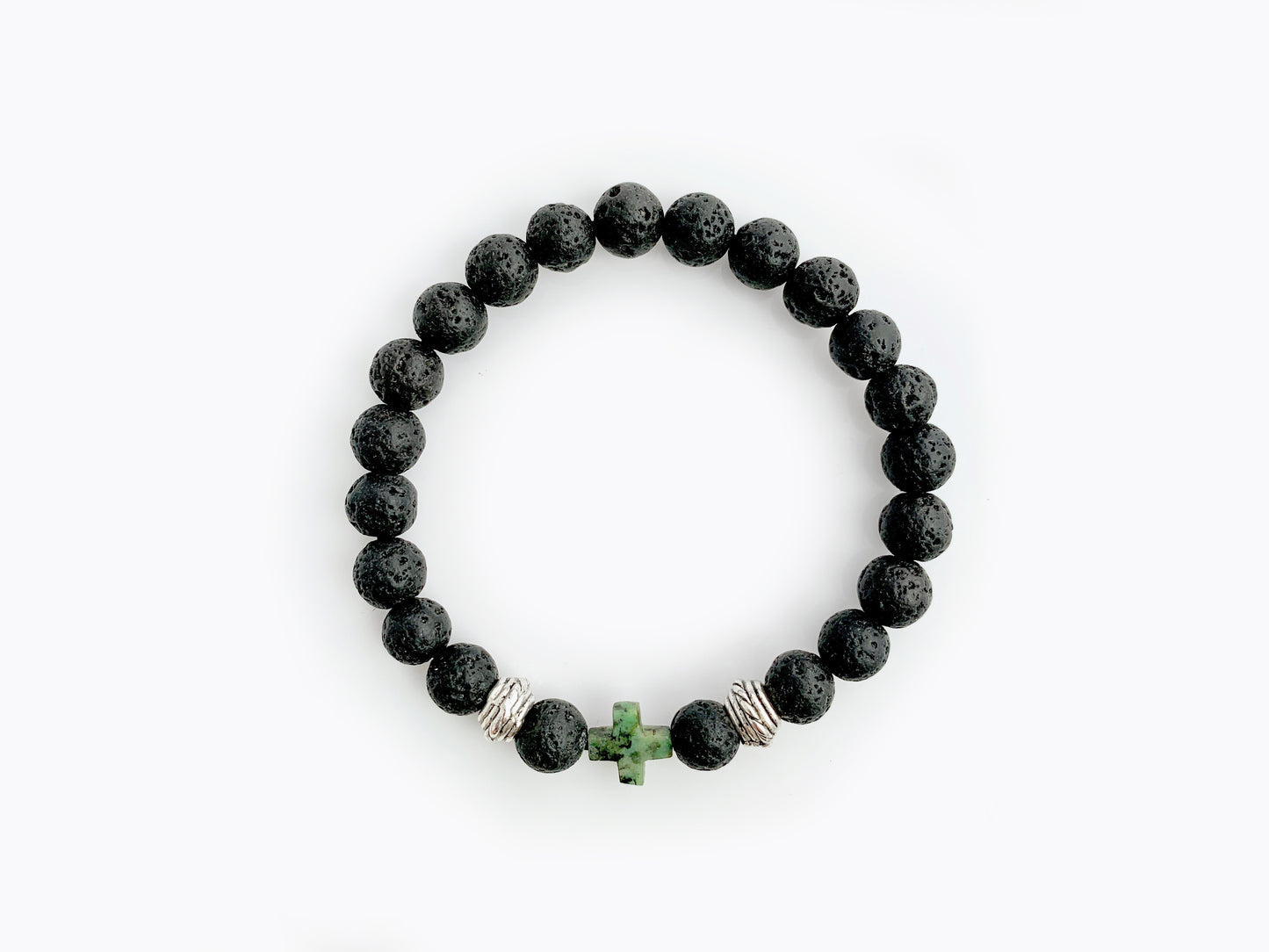 PULSERA PARA CABALLERO DE PIEDRA VOLCÁNICA.
