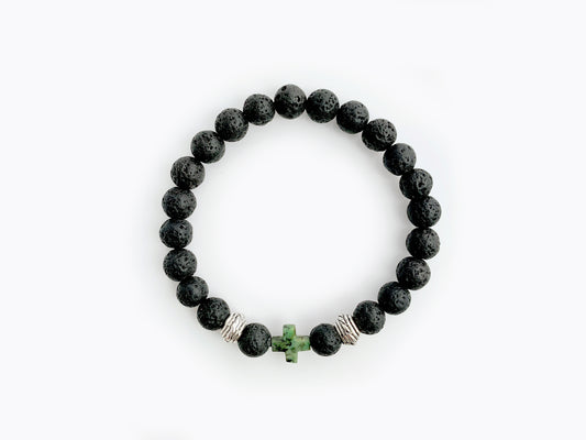 PULSERA PARA CABALLERO DE PIEDRA VOLCÁNICA.