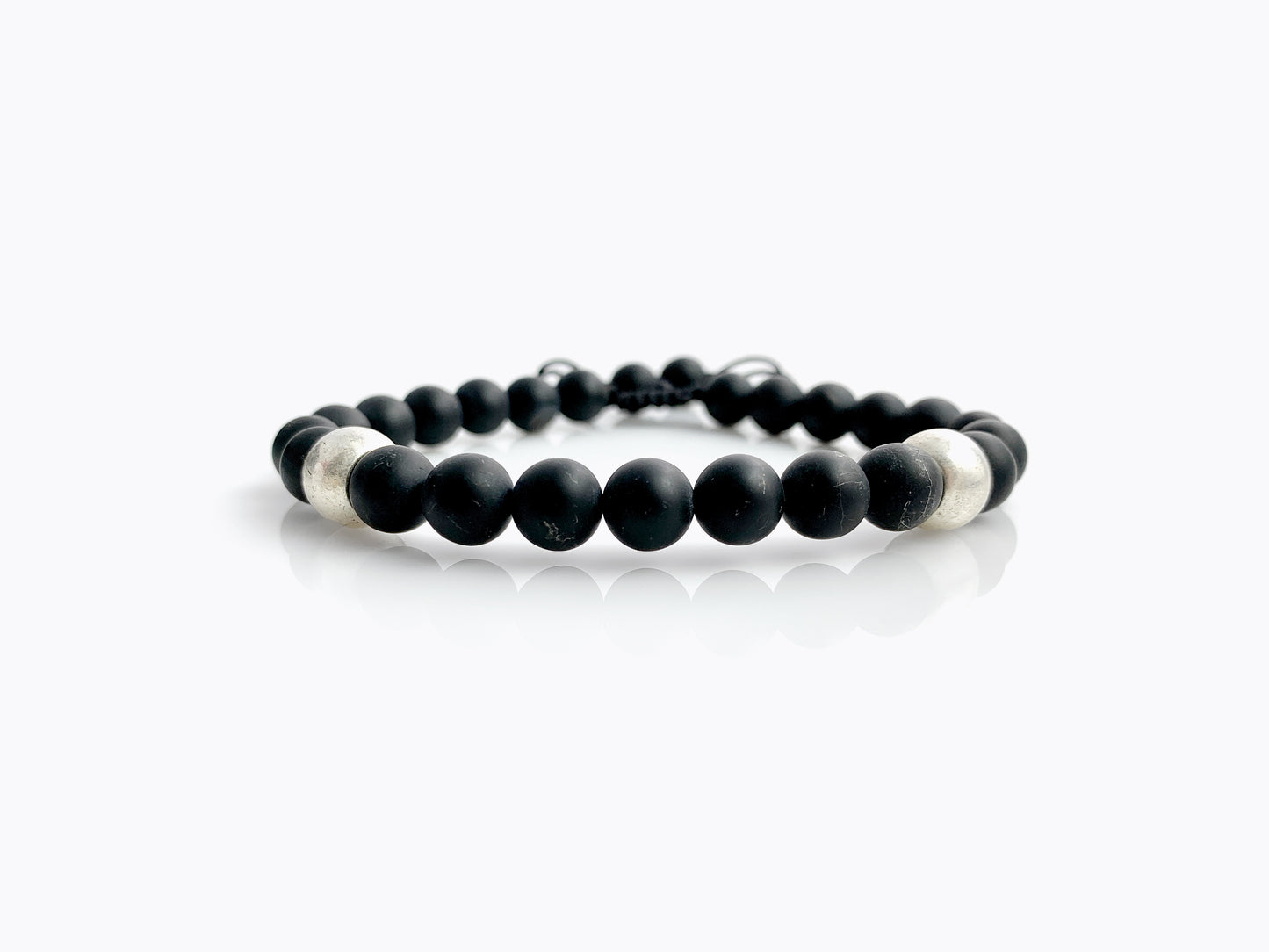 PULSERA CABALLERO ÁGATA NEGRA MATE .