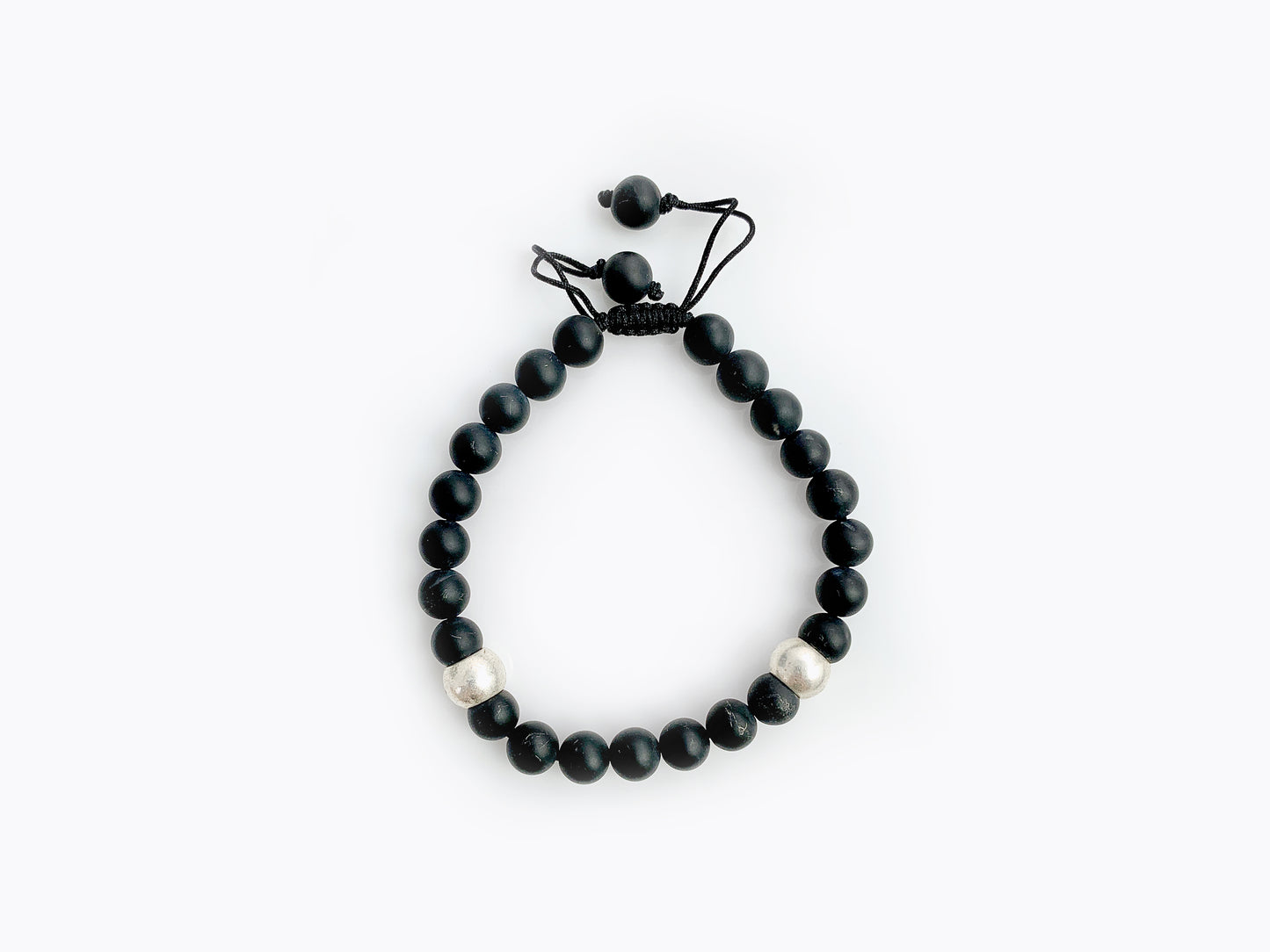 PULSERA CABALLERO ÁGATA NEGRA MATE .