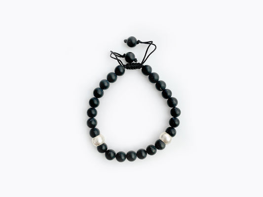 PULSERA CABALLERO ÁGATA NEGRA MATE .