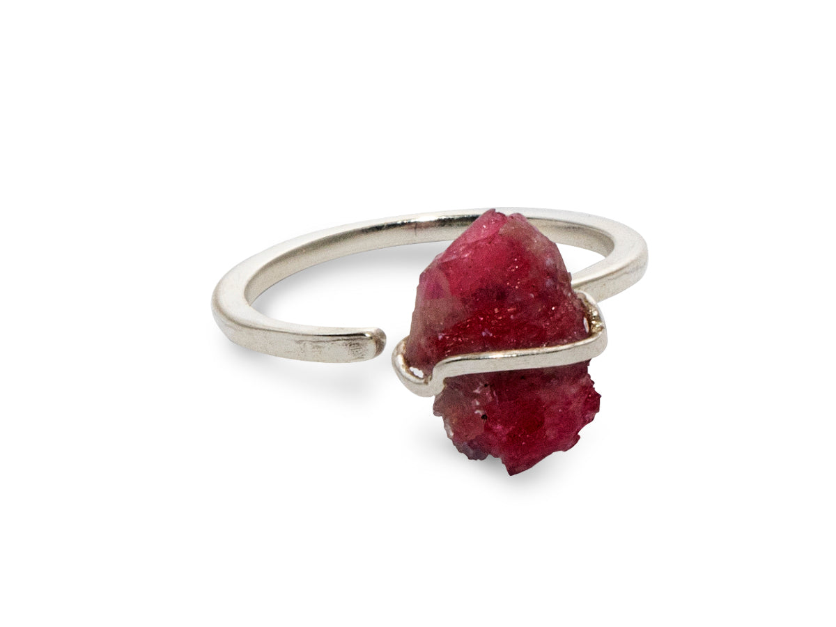 ANILLO DE PLATA .925 CON TURMALINA ROSA RÚSTICO