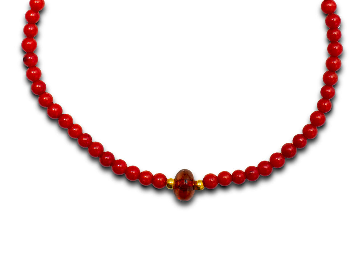 PULSERA "ÁMBAR" DE CORAL ROJO
