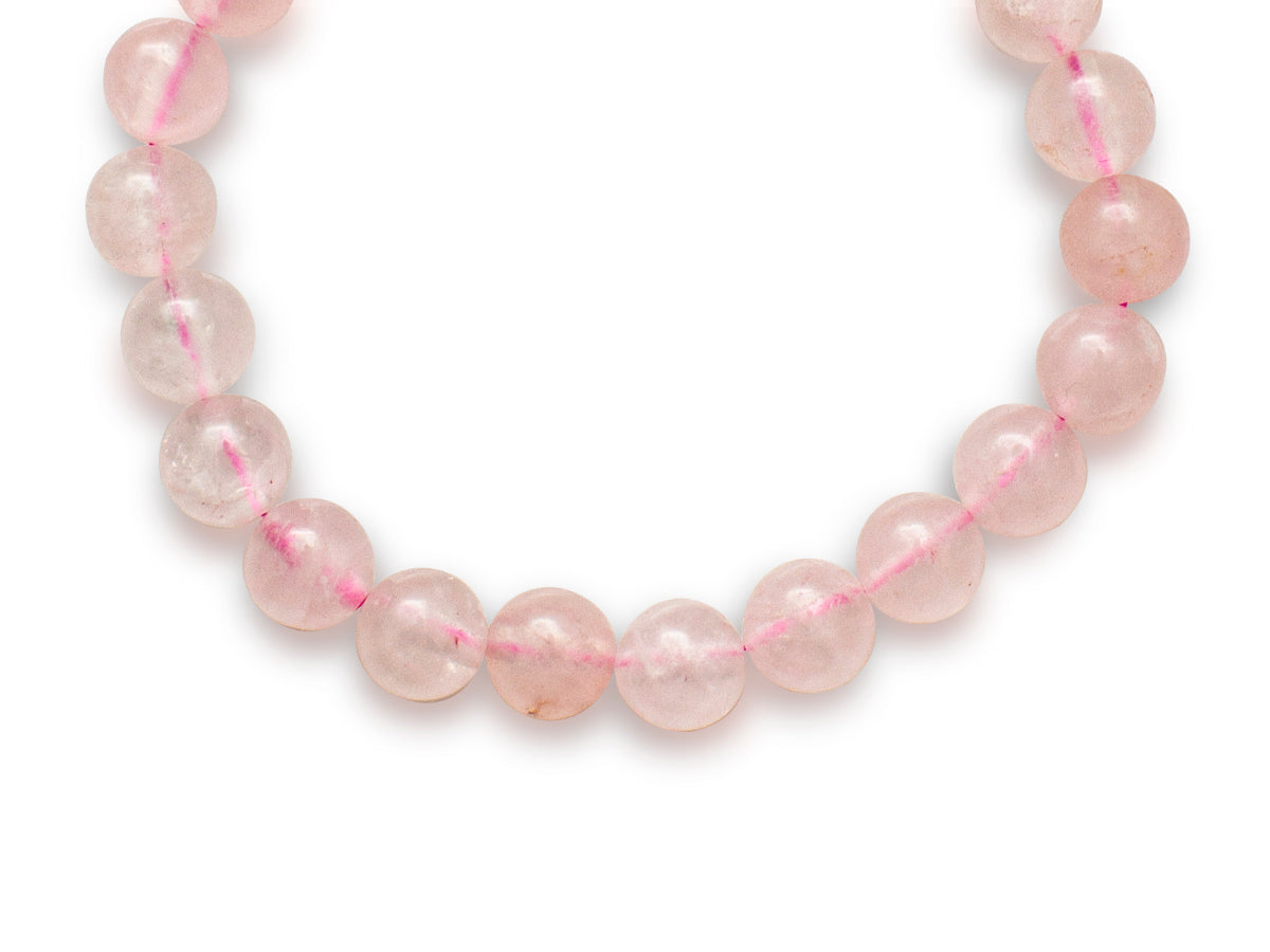 PULSERA ESFERAS DE CUARZO ROSA.