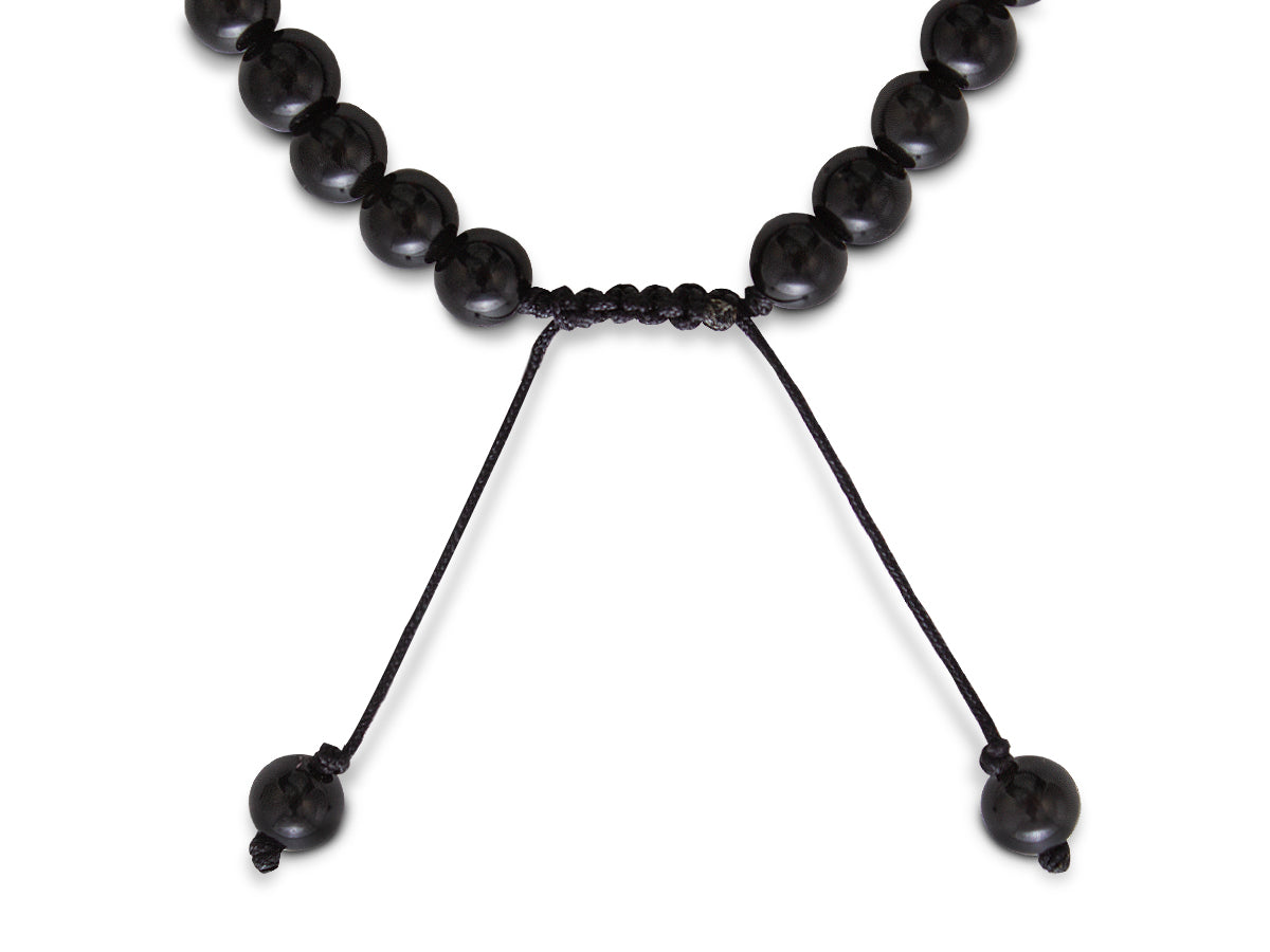 PULSERA OBSIDIANA Y CORAL ROJO.