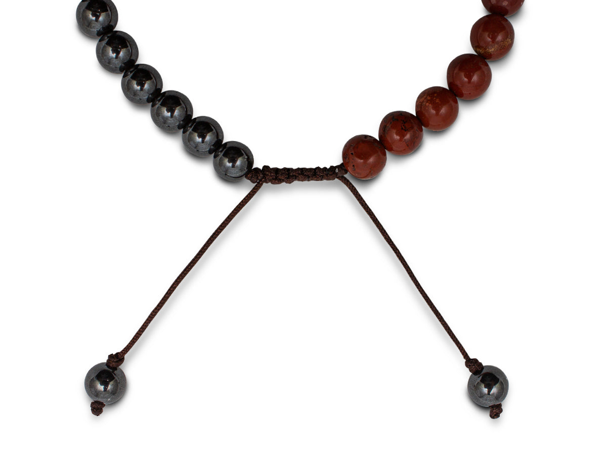 PULSERA SPORT DE ACERINA Y JASPE ROJO.