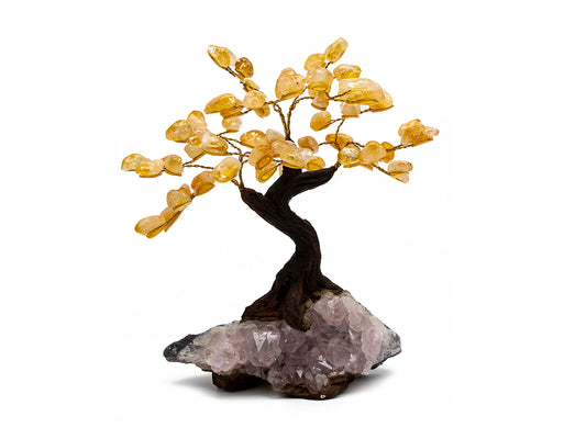 ÁRBOL BONSÁI DE CUARZO CITRINO DE 20 CM.