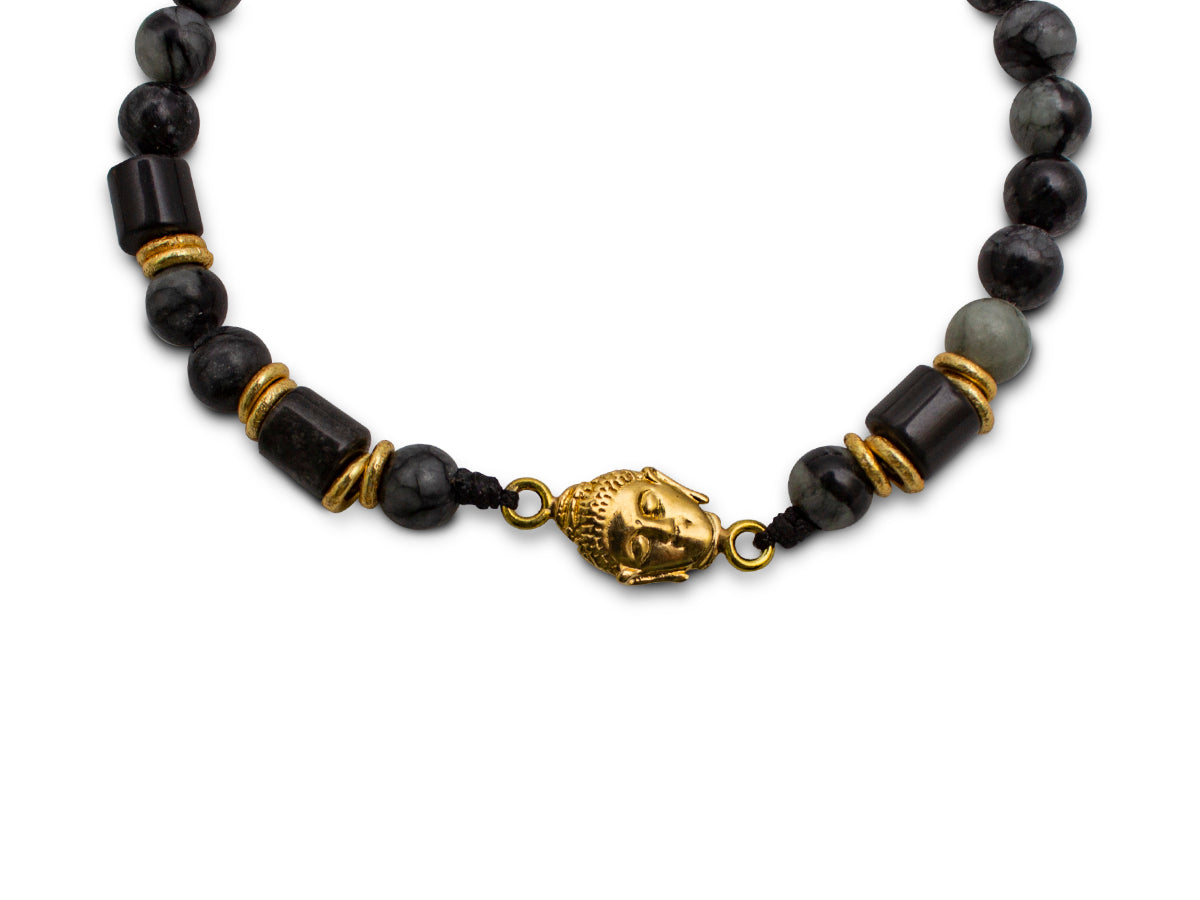 PULSERA BUDA JASPE MIXTO.