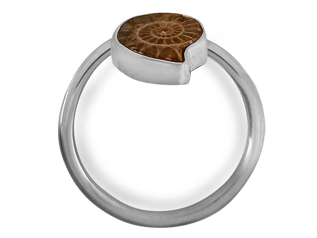 ANILLO DE PLATA .925 CENTRO AMONITE FÓSIL.