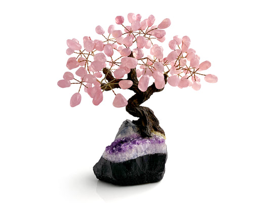 ÁRBOL BONSÁI DE CUARZO ROSA 40 CM.