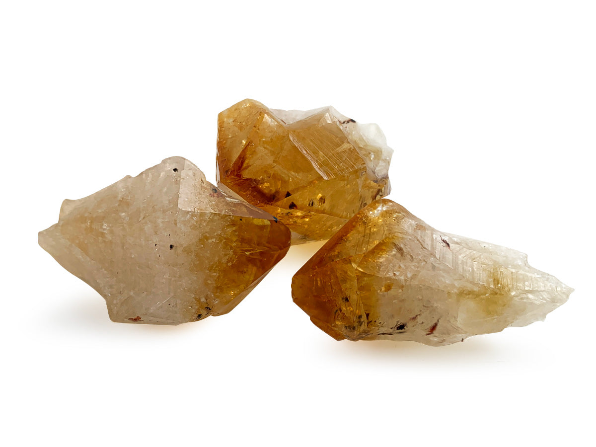 3 PUNTAS DE CUARZO CITRINO GRANDES RÚSTICAS