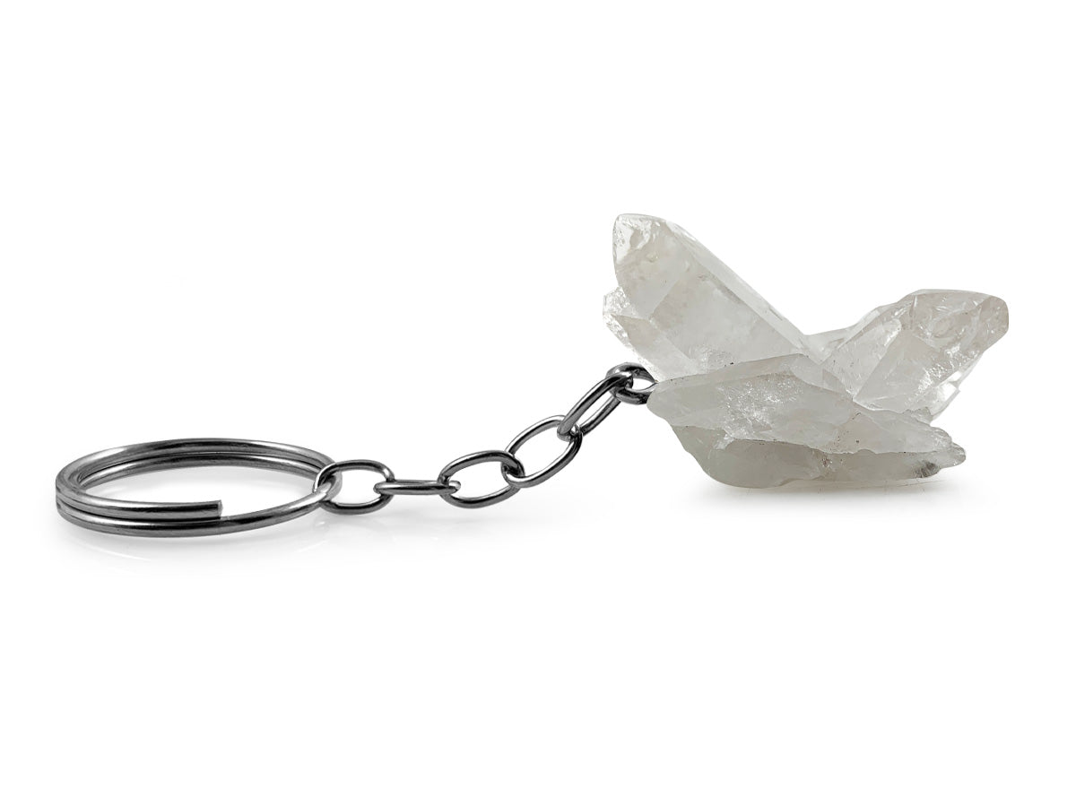 LLAVERO CLÚSTER DE CUARZO BLANCO.