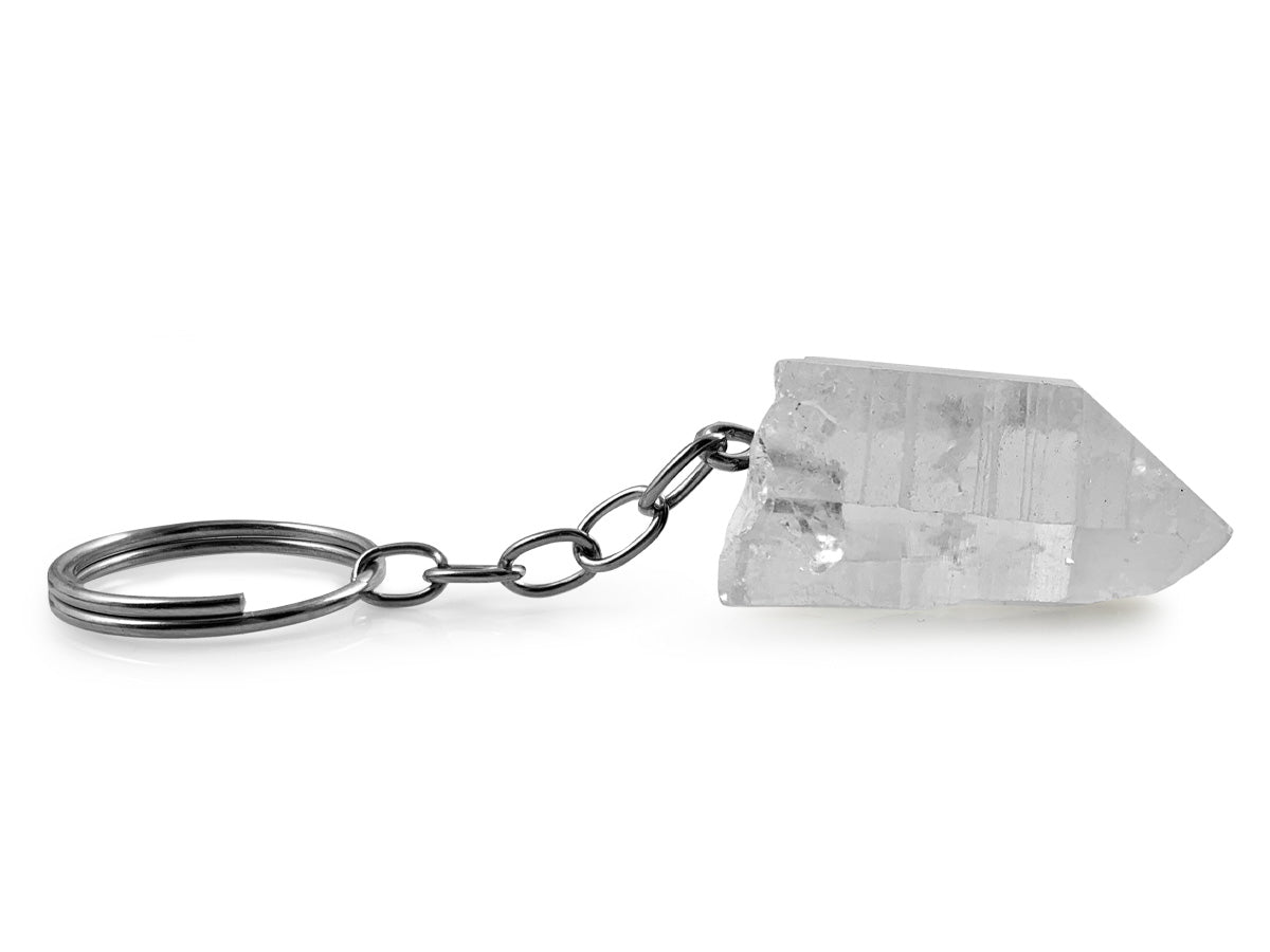 LLAVERO PUNTA DE CUARZO BLANCO LEMURIANO.