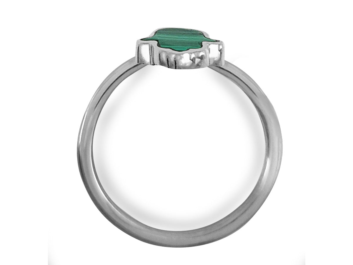 Anillo de Plata .925 Centro Mano de Fátima Malaquita - vista posterior
