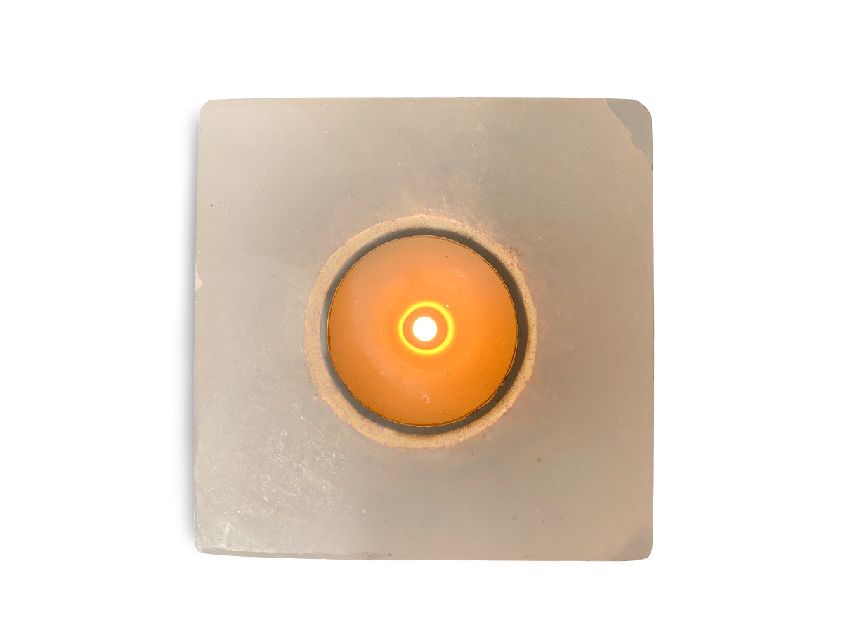 PORTAVELA DE SELENITA BLANCO CUADRADO