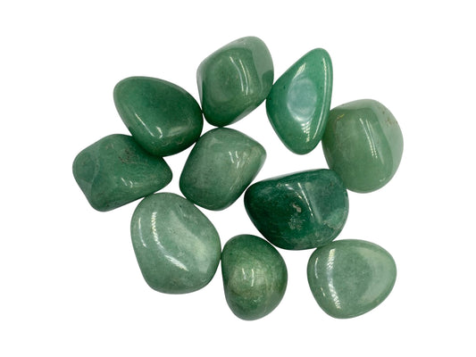 PAQUETE DE 10 PIEZAS DE TAMBORILEADO VENTURINA VERDE.