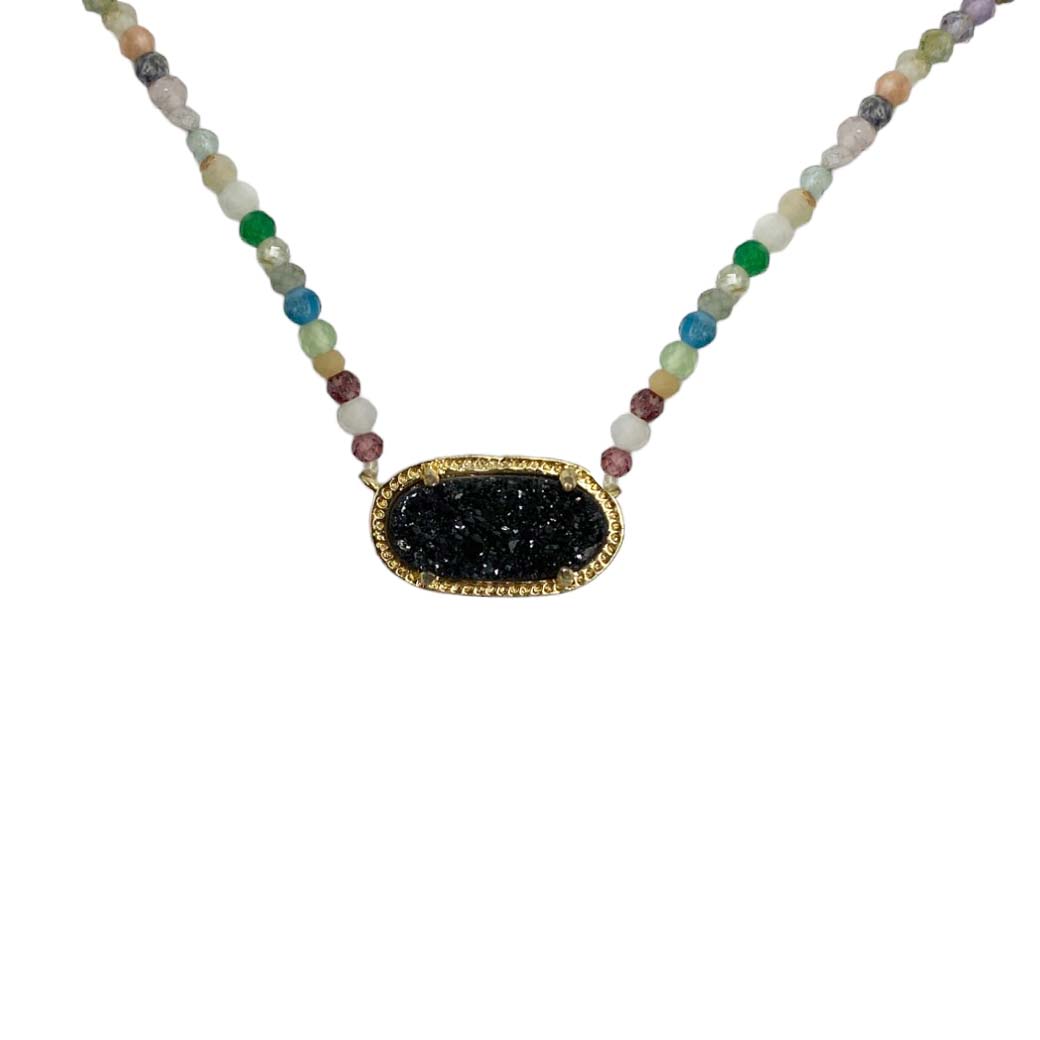 Collar Corto de Plata .925 con Dije de Cuarzo Titanio - collar con dije