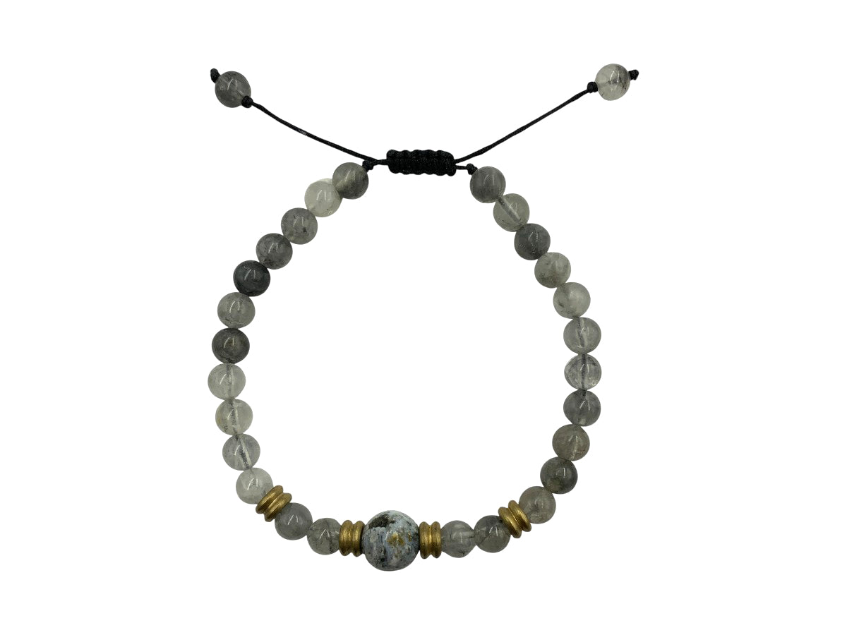 Pulsera Caballero Cuarzo Gris - pulsera de piedras