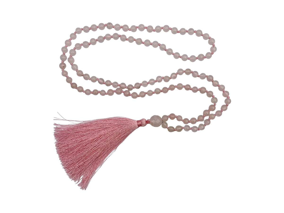Japa Mala Collar Cuarzo Rosa - collar con dije