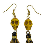 Aretes de Cráneo de Howlita Color Amarillo - aretes de piedra