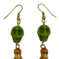 Aretes de Cráneo de Howlita Color Verde - aretes de piedra
