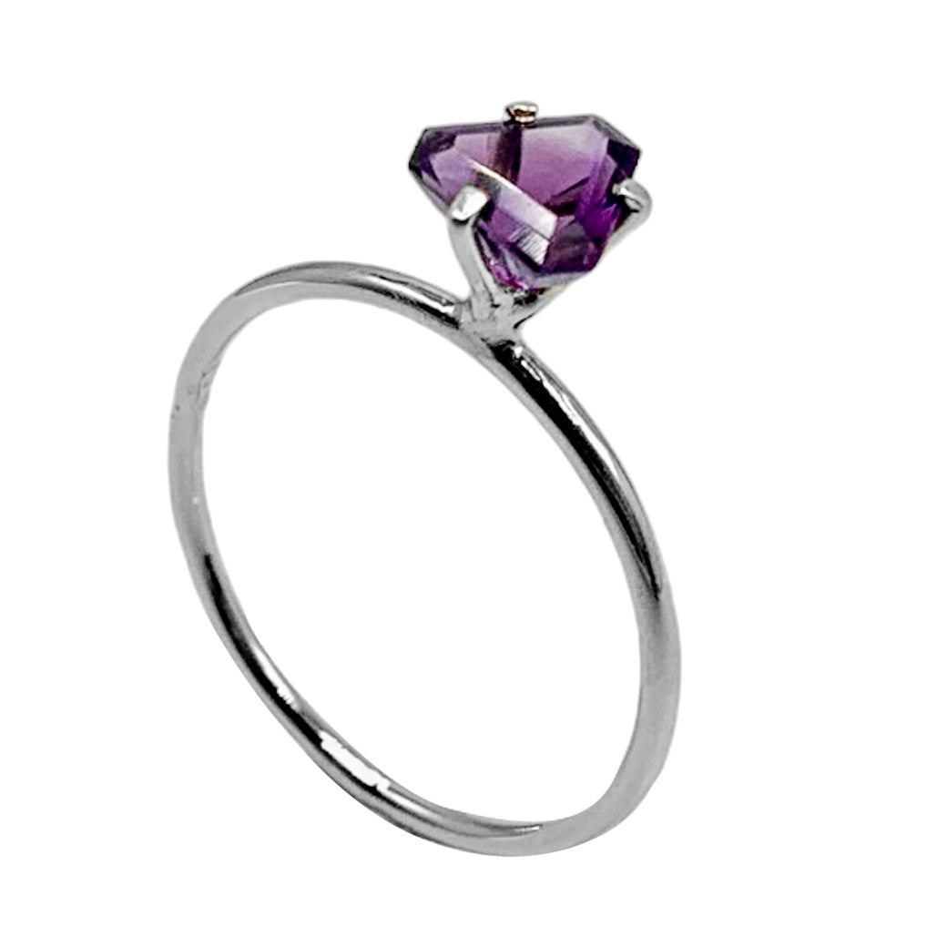 Anillo Facetado Amatista Mini - anillo con piedra
