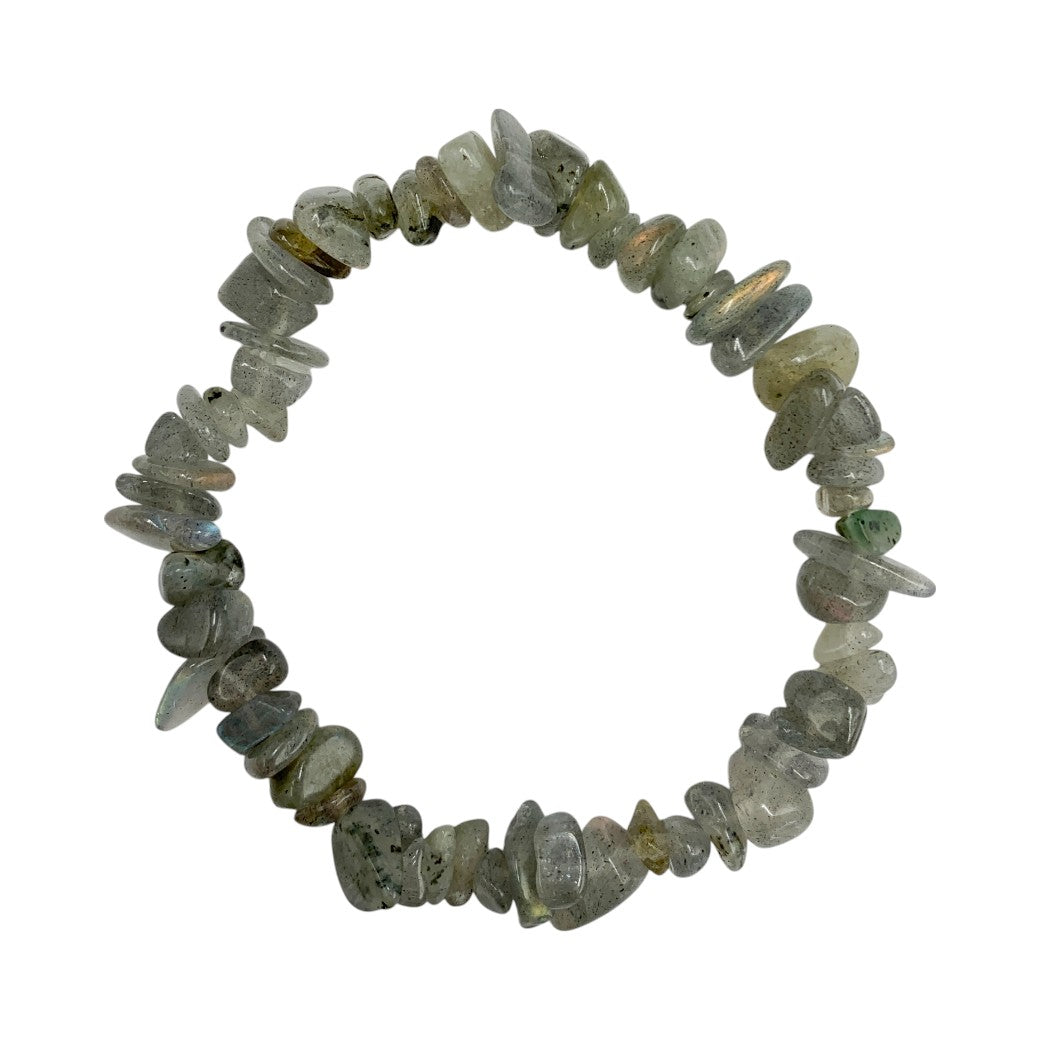 Pulsera Chips de Labradorita Hilo Elástico - pulsera de piedras