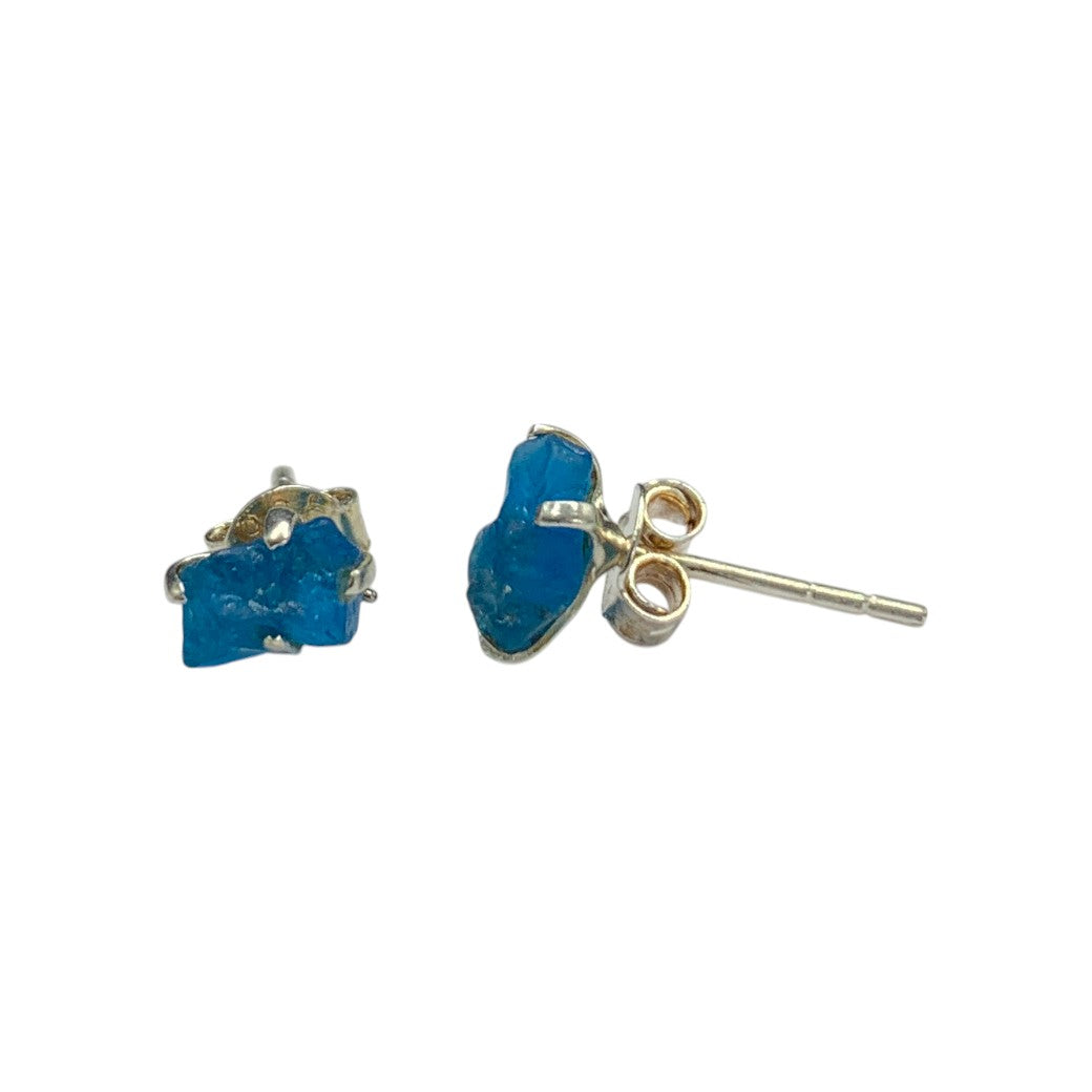 Arete Par Apatito Azul Rústico Plata .925 - pieza en plata .925
