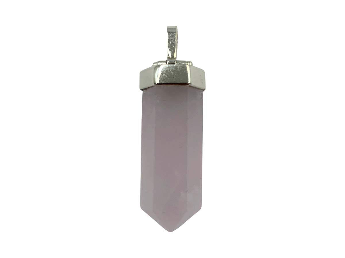 Dije de Plata Punta Cuarzo Rosa - en punta natural