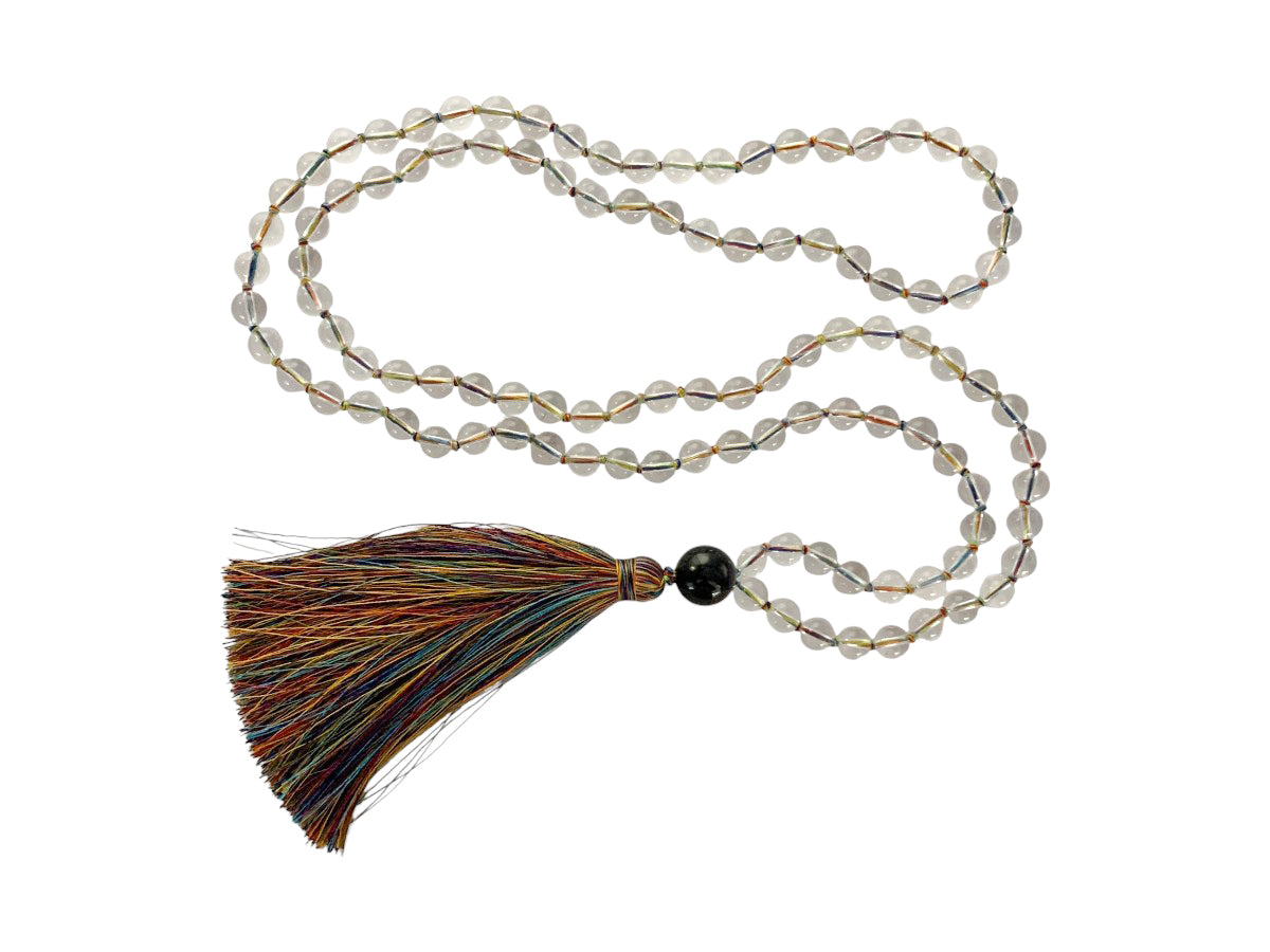 Japa Mala Collar Cuarzo Blanco - collar con dije