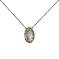 Collar de Plata .925 Centro Lapidocrosita en Bisel Dorado - collar con dije