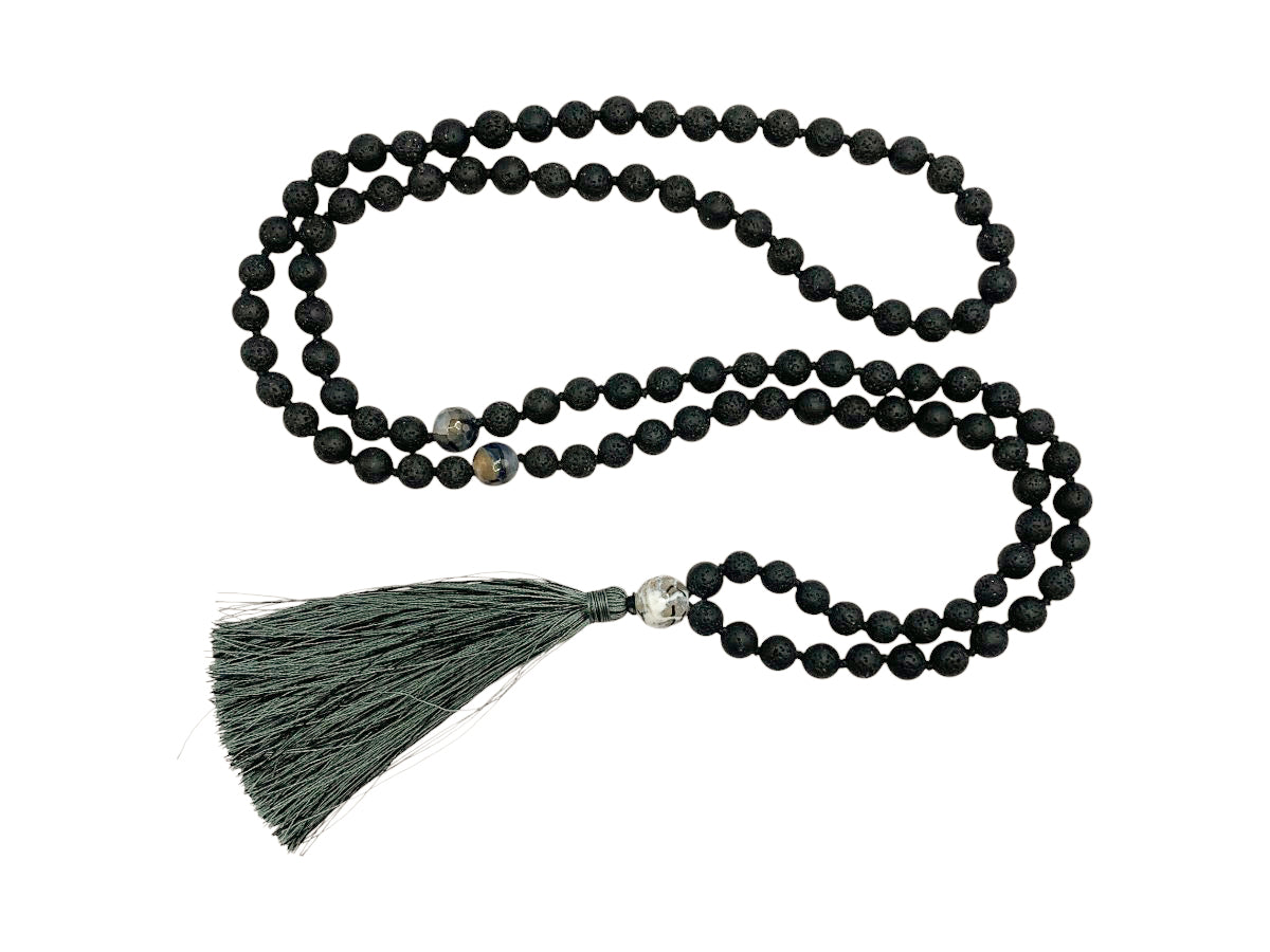 Japa Mala Collar Piedra Volcánica - collar con dije