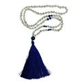 Japa Mala Collar Cuarzo Blanco y Lapislázuli - collar con dije