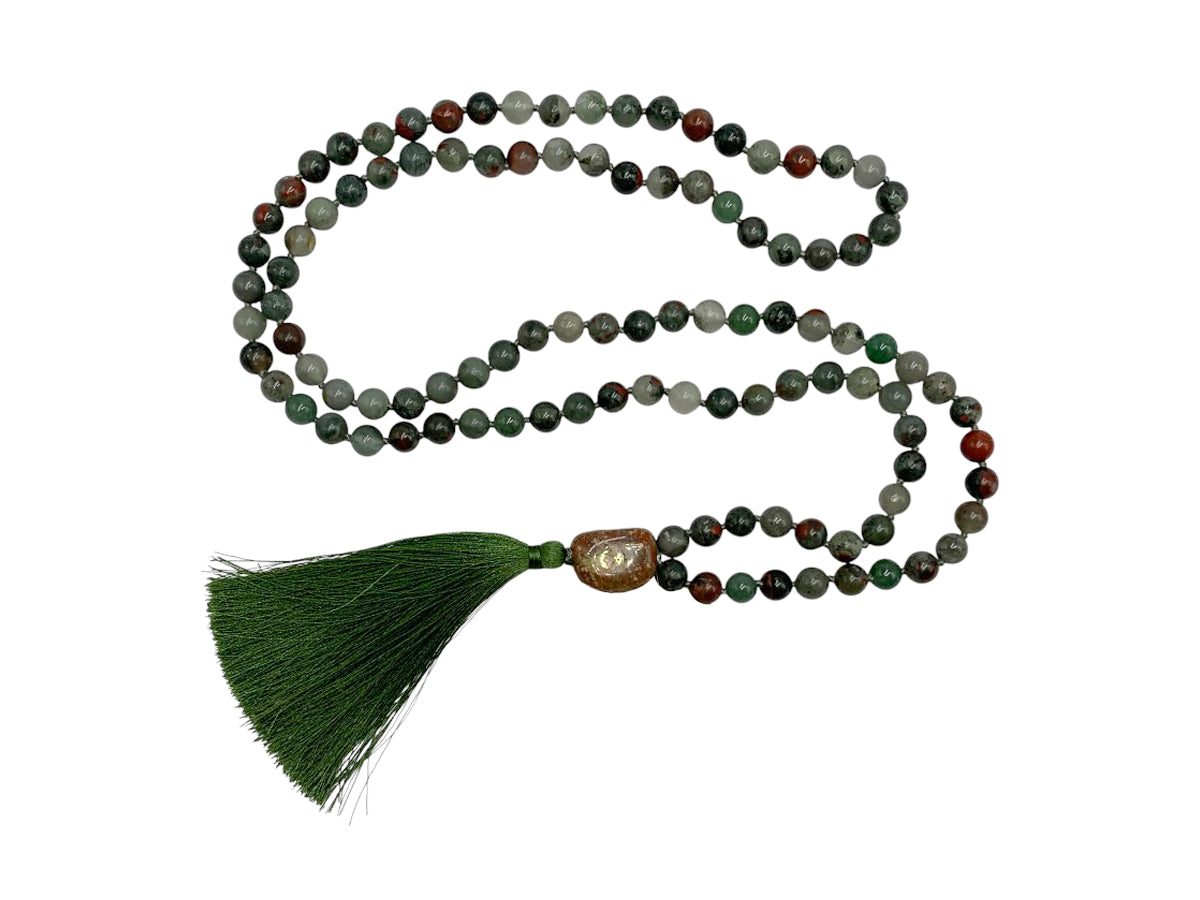 Japa Mala Collar Piedra Sangre - collar con dije