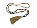 Japa Mala Collar Cuarzo Ahumado con Jaspe - collar con dije