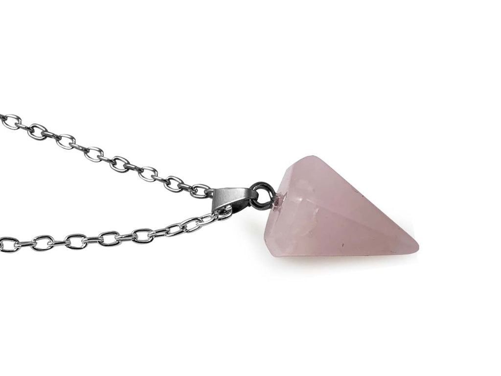 Collar Péndulo de Cuarzo Rosa - vista lateral