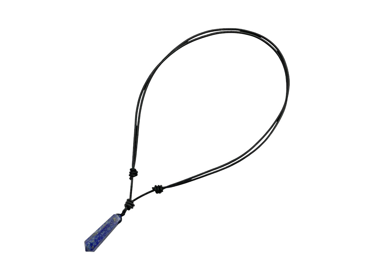 Collar de Cuerito Punta Lapislázuli - en punta natural
