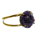 Brazalete de Amatista Semi Rústica con Drusa en Baño Dorado - drusa natural