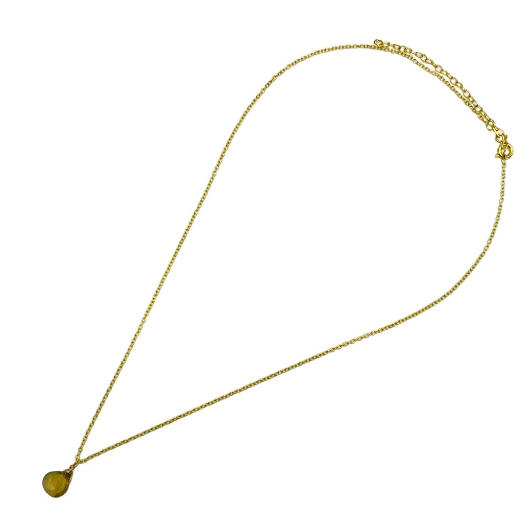 Collar de Plata .925 Centro Cuarzo Limón Facetado en Baño Dorado - collar con dije