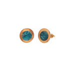 Arete Par Circular Apatito Azul Rustico Plata .925 Baño Dorado - pieza en plata .925