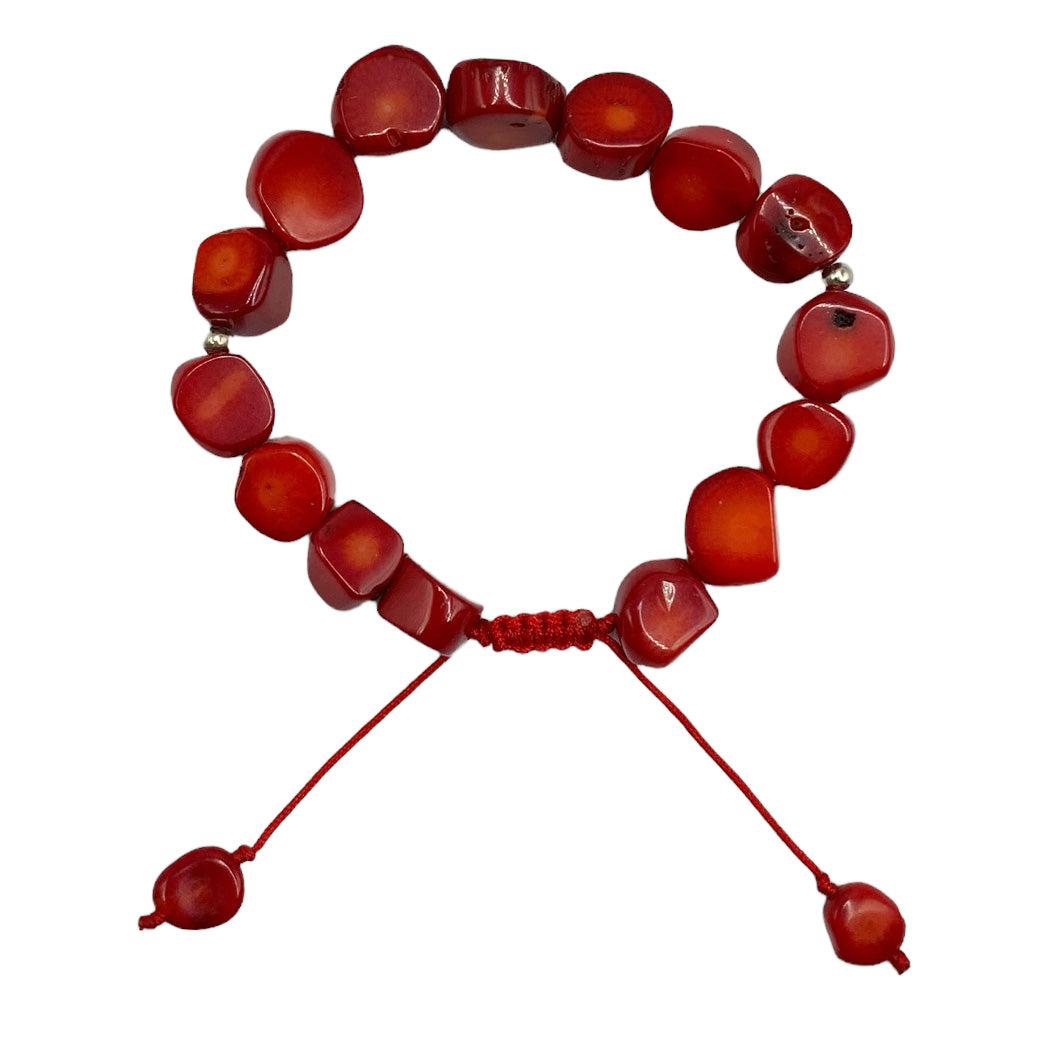 Pulsera Coral Rojo Nugget - pulsera de piedras