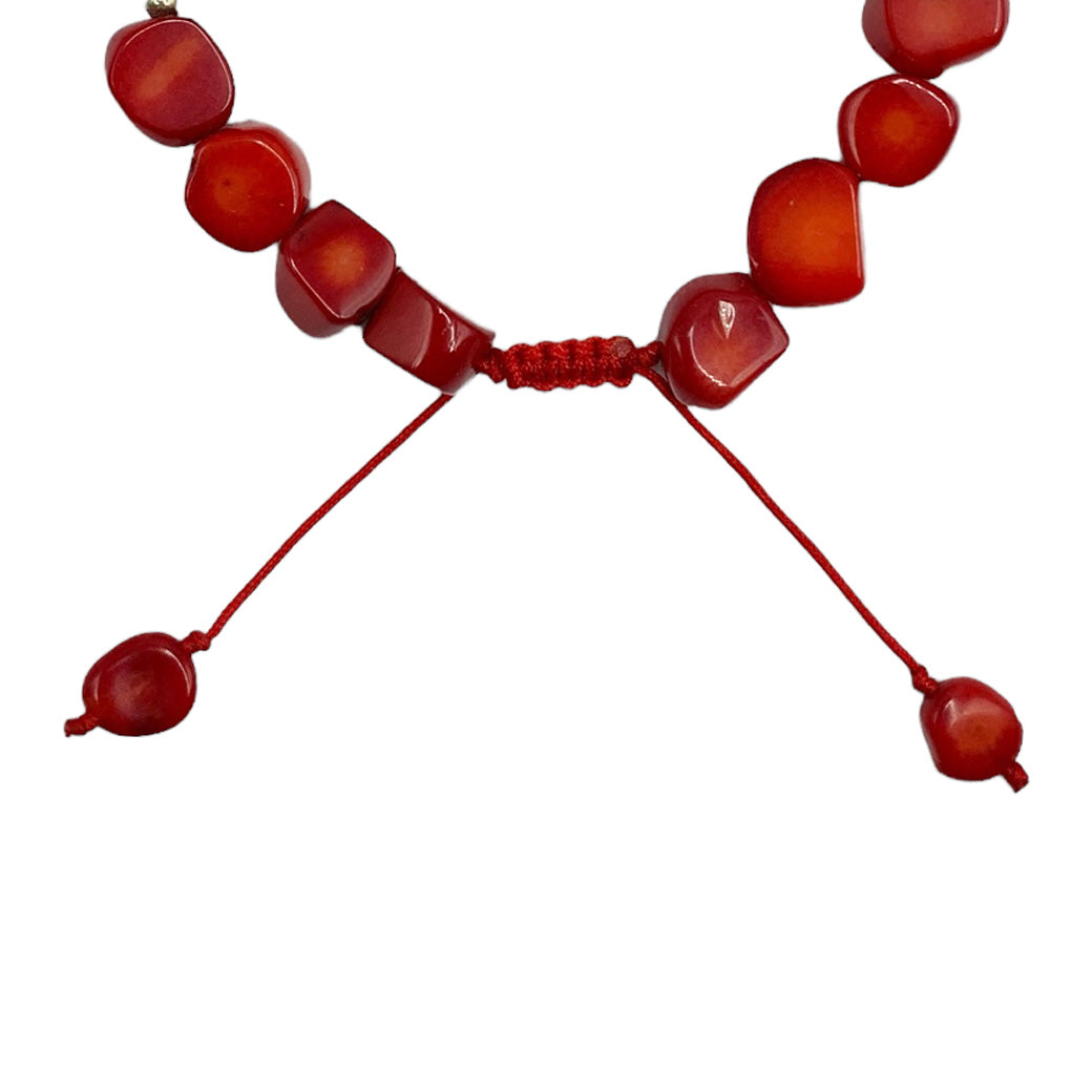 Pulsera Coral Rojo Nugget - vista lateral