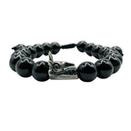 Pulsera Quetzalcóatl Ónix Negro - detalle de textura y color
