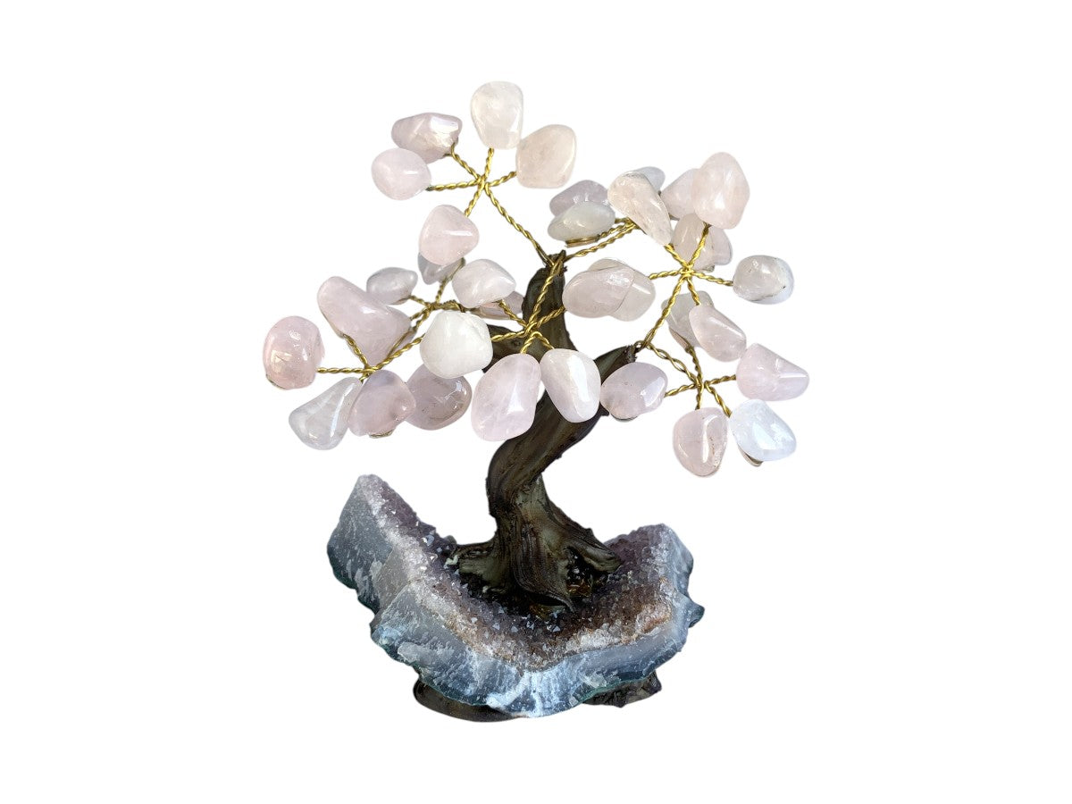 Árbol Bonsái de Cuarzo Rosa - bonsái decorativo