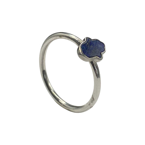 Anillo de Plata .925 Centro Mano de Fátima Lapislázuli - anillo con piedra
