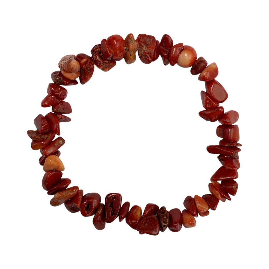 Pulsera Chips de Coral Rojo - pulsera de piedras