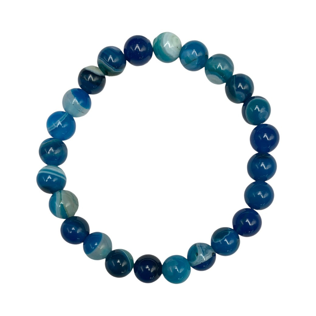 PULSERA ESFERAS DE ÁGATA AZUL.