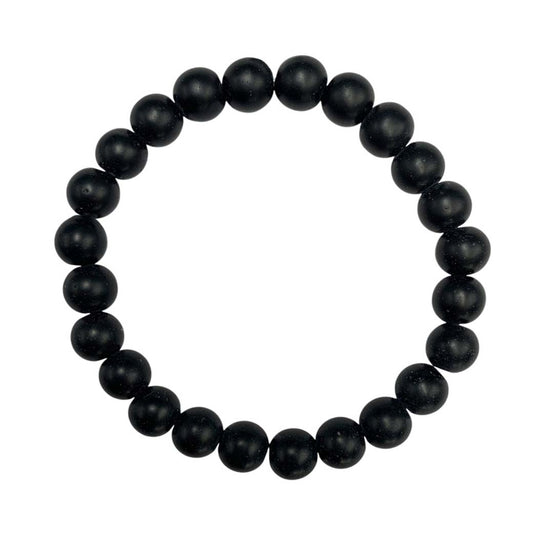 PULSERA ESFERAS DE ÁGATA NEGRA.