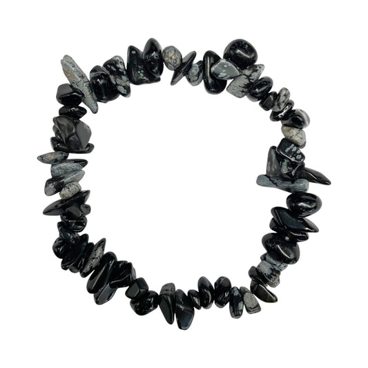 PULSERA CHIPS DE OBSIDIANA NEVADA.